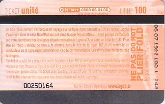 Communication of the city: Nice (Francja) - ticket reverse