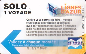 Communication of the city: Nice (Francja) - ticket abverse. 
