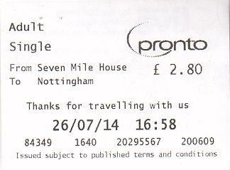 Communication of the city: Nottingham (Wielka Brytania) - ticket abverse. 