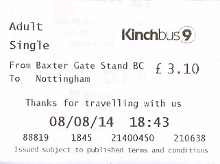 Communication of the city: Nottingham (Wielka Brytania) - ticket abverse. 