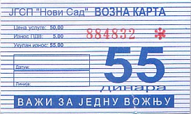 Communication of the city: Novi Sad [Нови Сад] (Serbia) - ticket abverse. 