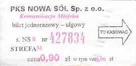 Communication of the city: Nowa Sól (Polska) - ticket abverse