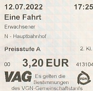 Communication of the city: Nürnberg (Niemcy) - ticket abverse. 