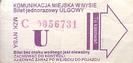 Communication of the city: Nysa (Polska) - ticket abverse