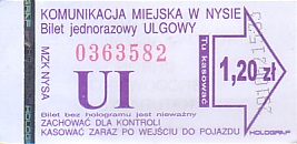Communication of the city: Nysa (Polska) - ticket abverse. <IMG SRC=img_upload/_0wymiana2.png><IMG SRC=img_upload/_0ekstrymiana2.png>