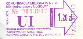 Communication of the city: Nysa (Polska) - ticket abverse