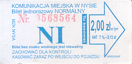 Communication of the city: Nysa (Polska) - ticket abverse. 