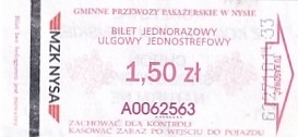 Communication of the city: Nysa (Polska) - ticket abverse