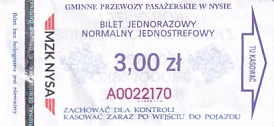 Communication of the city: Nysa (Polska) - ticket abverse