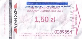Communication of the city: Nysa (Polska) - ticket abverse