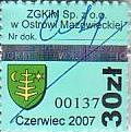 Communication of the city: Ostrów Mazowiecka (Polska) - ticket abverse. 