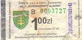 Communication of the city: Ostrów Mazowiecka (Polska) - ticket abverse