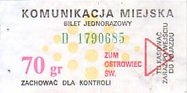Communication of the city: Ostrowiec Świętokrzyski (Polska) - ticket abverse. <IMG SRC=img_upload/_0ekstrymiana2.png>