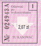 Communication of the city: Ostrowiec Świętokrzyski (Polska) - ticket abverse. <IMG SRC=img_upload/_0karnet.png alt="karnet">
