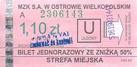 Communication of the city: Ostrów Wielkopolski (Polska) - ticket abverse