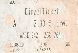Communication of the city: Oberhausen (Niemcy) - ticket abverse