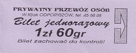 Communication of the city: Odporyszów (Polska) - ticket abverse. 
