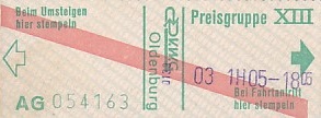 Communication of the city: Oldenburg (Niemcy) - ticket abverse