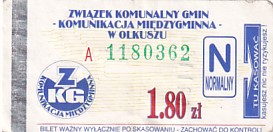 Communication of the city: Olkusz (Polska) - ticket abverse. <IMG SRC=img_upload/_0wymiana2.png>