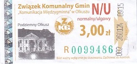 Communication of the city: Olkusz (Polska) - ticket abverse. 