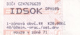 Communication of the city: Olomouc (Czechy) - ticket abverse