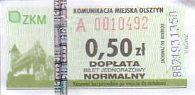 Communication of the city: Olsztyn (Polska) - ticket abverse. 