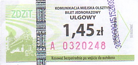 Communication of the city: Olsztyn (Polska) - ticket abverse. <IMG SRC=img_upload/_0wymiana2.png>