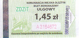 Communication of the city: Olsztyn (Polska) - ticket abverse