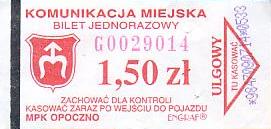 Communication of the city: Opoczno (Polska) - ticket abverse