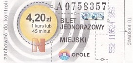 Communication of the city: Opole (Polska) - ticket abverse. <IMG SRC=img_upload/_0wymiana2.png>