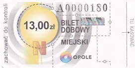 Communication of the city: Opole (Polska) - ticket abverse. 