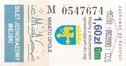 Communication of the city: Opole (Polska) - ticket abverse. <IMG SRC=img_upload/_pasekIRISAFE6.png alt="pasek IRISAFE">