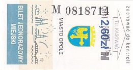 Communication of the city: Opole (Polska) - ticket abverse. <IMG SRC=img_upload/_pasekIRISAFE6.png alt="pasek IRISAFE">