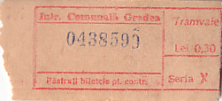 Communication of the city: Oradea (Rumunia) - ticket abverse