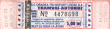 Communication of the city: Oradea (Rumunia) - ticket abverse. 