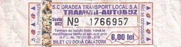 Communication of the city: Oradea (Rumunia) - ticket abverse