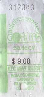 Communication of the city: Orizaba (Meksyk) - ticket abverse. 