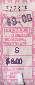 Communication of the city: Orizaba (Meksyk) - ticket abverse. 