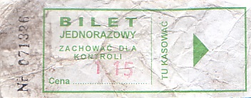 Communication of the city: Osieczna (Polska) - ticket abverse. 