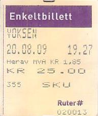 Communication of the city: Oslo (Norwegia) - ticket abverse. 