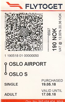 Communication of the city: Oslo (Norwegia) - ticket abverse