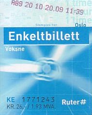 Communication of the city: Oslo (Norwegia) - ticket abverse. 