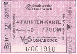 Communication of the city: Osnabrück (Niemcy) - ticket abverse