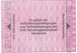 Communication of the city: Osnabrück (Niemcy) - ticket reverse
