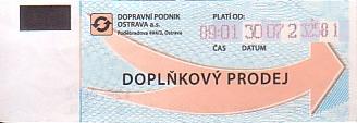 Communication of the city: Ostrava (Czechy) - ticket abverse. 