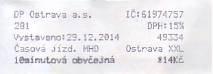 Communication of the city: Ostrava (Czechy) - ticket abverse. <IMG SRC=img_upload/_0wymiana2.png>