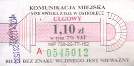 Communication of the city: Ostrołęka (Polska) - ticket abverse