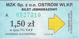 Communication of the city: Ostrów Wielkopolski (Polska) - ticket abverse