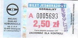 Communication of the city: Oświęcim (Polska) - ticket abverse