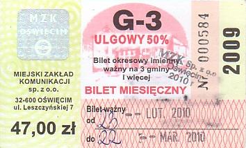 Communication of the city: Oświęcim (Polska) - ticket abverse. <IMG SRC=img_upload/_przebitka.png alt="przebitka">